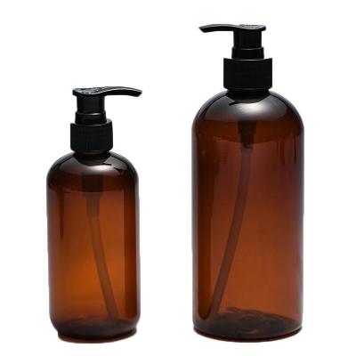 China 6oz 10oz 12oz 16oz Brown Personal Care Empty Body Lotion Bottle Lotion Pump Bottle Liquid Soap PET Plastic Bottle for sale