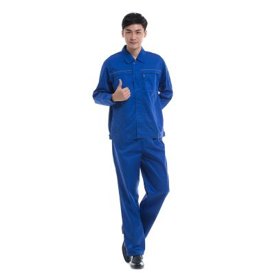 China Summer Navy Blue Anti-Shrink 2 Pice Mechanic Overall Working Uniform Anti-Static Blue Overall Reflective Long Sleeve for sale