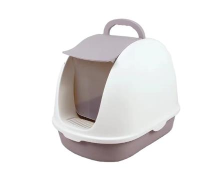 China Viable Wholesale New Design Plastic Pet Supplies Closed Large Plastic Portable Fat Cat Litter Box for sale