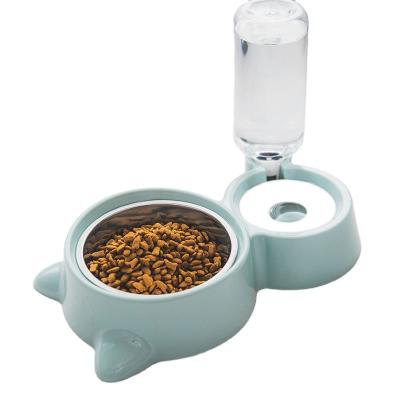 China Best Selling Viable Plastic Pet Drinker Double Bowl Medium Small Dog Feeder Automatic Bowl for sale