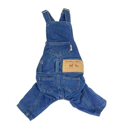 China Viable New Personalized Leisure Stretch Dog Overalls Blue Pet Jeans Simple Dog Clothes for sale