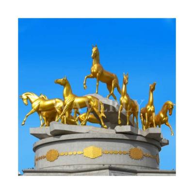 China Europe Hand Carved Golden Horse Sculpture Life Size Horse Statues For Sale Eight Horses Statue for sale