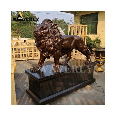 China Life Size Copper Lion Statues Sculpture For Sale Bronze Lion Statue Gold Lion Brass Metal Statues From Europe for sale