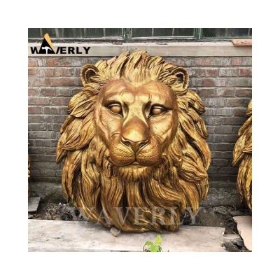 China Brass Bronze Lion Head Sculpture Lion Head Sculpture Wall Mounted Europe Decor Vintage Antique Large Art for sale