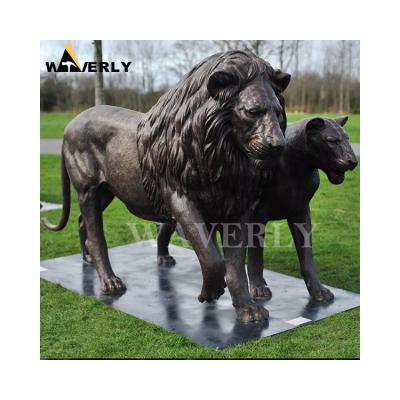 China Decor Bronze Lion Couple Statue For Sale Europe Famous Bronze Big Chinese Lion Garden Statues Supplier Square Outdoor for sale