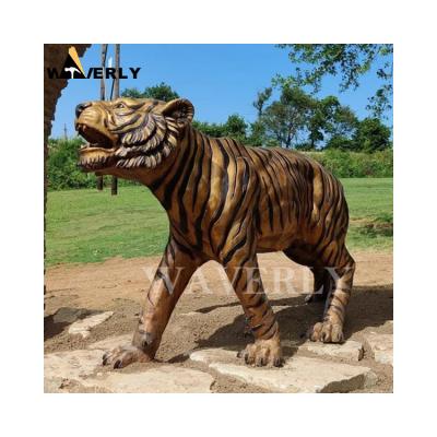 China Large Outdoor Giant Tiger Sculpture Large Tiger Statue in Europe Brass Gold Bronze for sale