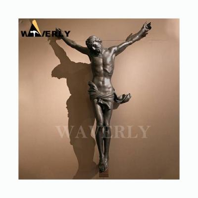 China Europe Metal Art Religious Statues Catholic Jesus Crucifix Statue Religious Bronze Statue Jesus Crucified for sale