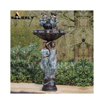 China Europe Large Garden Fountain Water Fountain Square Park Outdoor Casting Outdoor Fountain With Female Statue for sale