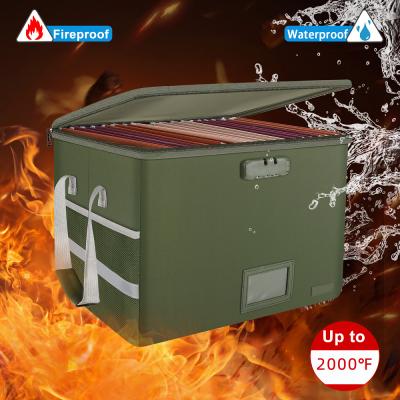 China Army Green Fiberglass Fireproof Document Box With Lock And Ware Pad for sale