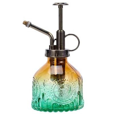 China Garden 200ml Gradient Color Vintage Style Plant Glass Water Mister Spray Bottle With Top Pump for sale