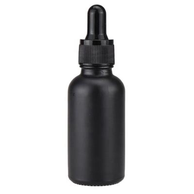 China Personal Care 1oz Black Coated UV Resistant Glass Dropper Bottle For Essential Oils And Aromatherapy for sale