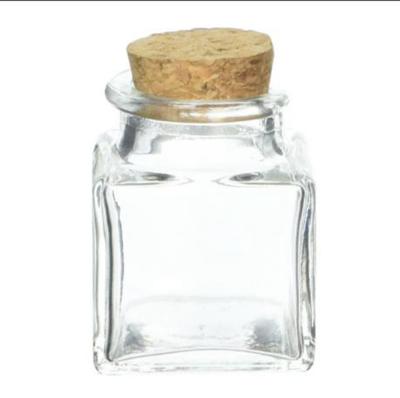 China 2oz Viable Mini Square Glass Jar with Cork Top for sale