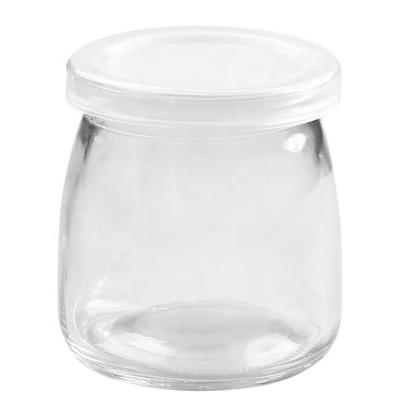 China Sustainable 200ml Glass Pudding Jars With PE Lids Ideal For Jam, Honey, Baby Food for sale