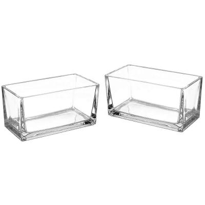 China Europe Modern 7.5 Inch Rectangle Block Vase Clear Glass Centerpiece For Wedding for sale