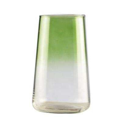 China Novelty Modern Gradient Trapezoid Glass Vase With Wide Mouth For Centerpieces Wedding Home Decoration for sale