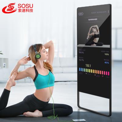 China Home Smart Gym Mirror Display Interactive Magic Glass Mirror Display Smart Fitness Mirror for sale