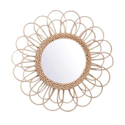 China Wholesale Minimalist Decorative Wall Mirror Small Rattan Wall Mirror for sale