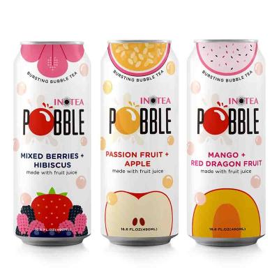 China 490ml natural popping boba mango + red dragonfruit bursting boba bubble tea for sale