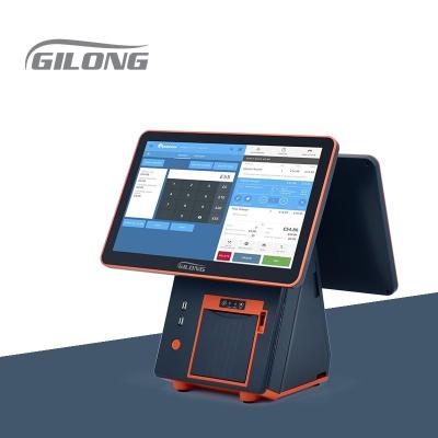 China Gray Orange Double Screen POS Windows Android System POS Terminal /Customization With Printer 15.6 Inch / Customization for sale