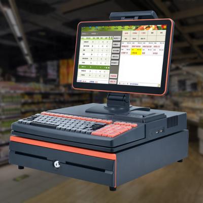 China Equipped with keyboard all in one supermarket restaurant store pos system cash register machine for sale