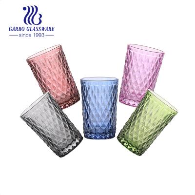 China 350ml Spray Color Ware Shabby Chic Tumbler Embossed Drinking Glasses for sale