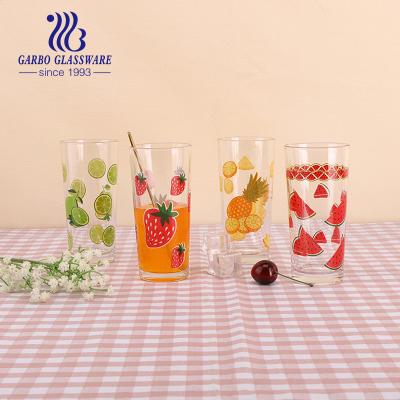 China 7oz 8oz 9oz Coastal Printing Mug Juice Glass Tumbler Set Glassware Machine Made Factory Price H010 for sale