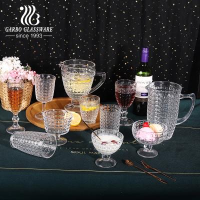 China Full Etched Glass Tumbler Champagne Flute Dessert Cup Decorative Glassware For Dinner Set for sale