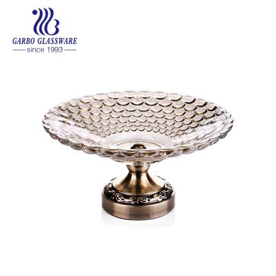 China 14.5 Inch Sustainable Glass Electroplate Stem Fruit Dish Glassware for sale