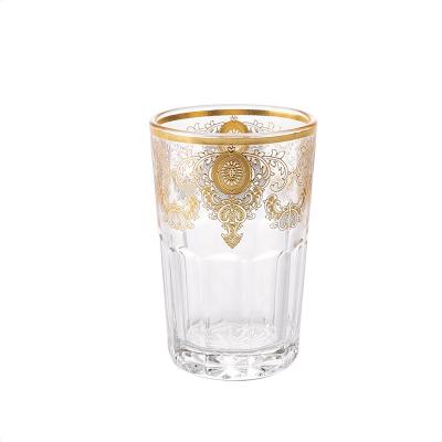 China New Design Transitional 6oz Gold Decal Print Rock Tumbler Glass Water Mug for sale