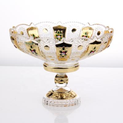 China Household Good Quality Rich Gold Plating Glass Fruit Bowl Eco-friendly Rich Gold Plating Glass Bowl for sale