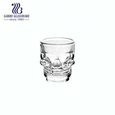 China Fancy 45ml GLASS Skeleton Shaped Shot Glass For Liquory In Bar Shot Glass Unique Shaped Tequila Shot Glass for sale