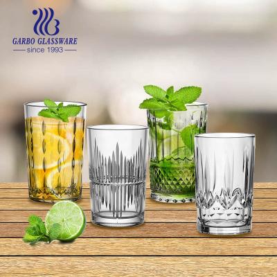 China Garbo 7 Ounce Modern Glassware Exclusive Mold Designs Etched Glass Cups For Beverage Tea Drinking Serving for sale