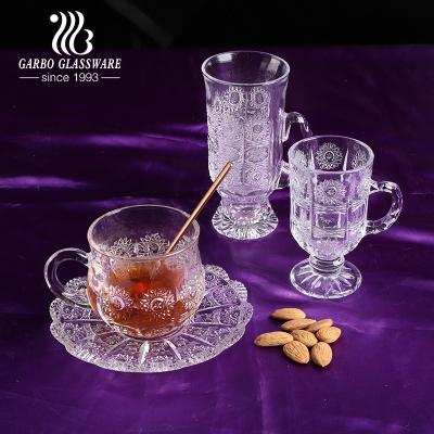 China Disposable Turkish Glass Coffee Tea Cup Clear Elegant Glass Coffee Cup And Saucer Set 12 Pieces for sale