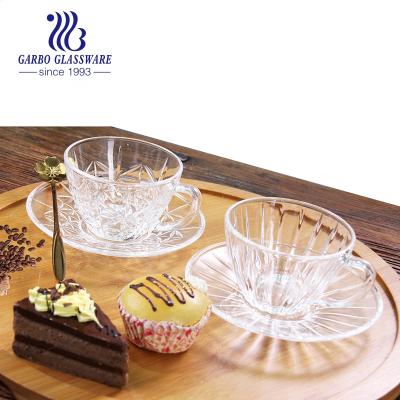 China Factory Wholesale Viable High Quality Glass Coffee Cup And Saucer Tea Cup Set For Cappuccino for sale