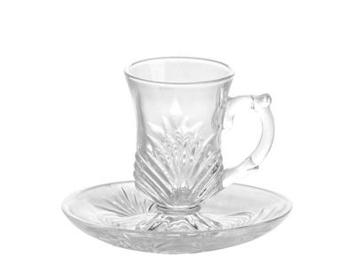 China Etched Glass Coffee Cup Coffee Cup Tea Cup and Saucer Set and Small Dish for sale