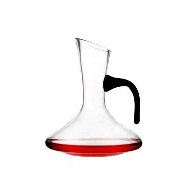 China Popular Glassware 1.4L Hand Stocked Wine Glass Decanter Red Wine Whiskey Handle Blown Decanter for sale