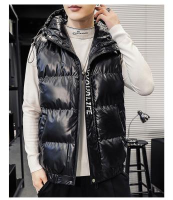 China Men's Windproof Hooded Shorts Down Vest Men's Padded Shiny Jacket Stripper Jacket Men for sale