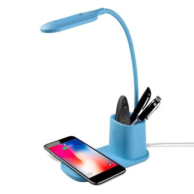 China Modern Multifunctional LED Desk Lamp Dimmable USB Charging Table Eye-Care Light Desk Lamp With QI Phone Charger Wireless Reading for sale