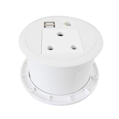 China Dual USB Ports Security Furniture Desk Filler Around Unique Hidden Mounted Power Socket Outlet Outlets Outlets With USB And Net Work for sale