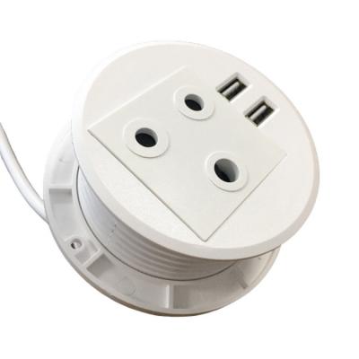 China Hot Selling Dual USB Ports Desktop Power Charging Smart Socket With 1 Outlet 2 USB Charger Port Build In South Africa Desktop ZA Power Grommet Strip for sale