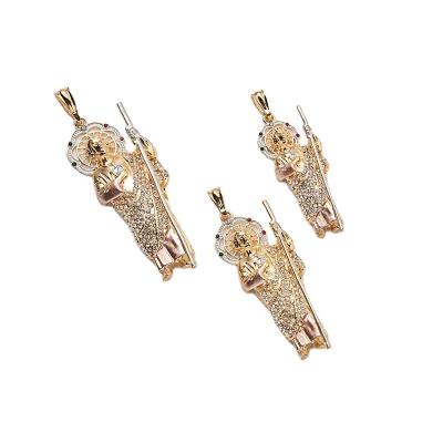 China Religious Divine Wholesale Custom Alloy Crystal Set 18k Gold Plated For Hip Hop Man Pendants for sale