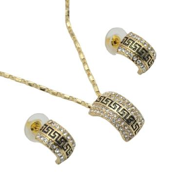 China The New Semicircular Romantic Exquisite Design With Great Wall Pattern Zircon Jewelry Sets Necklace Women for sale