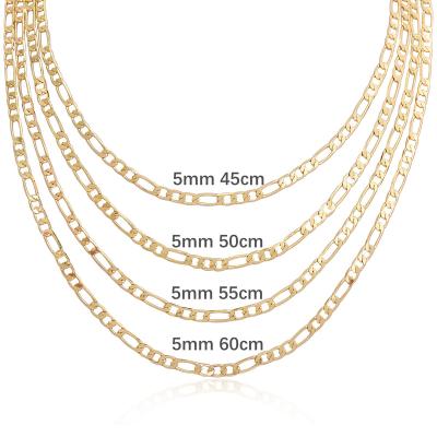 China Religious factory selling 5MM 18 20 22 24 inch14k laminado Italian Figaro Link Chain Necklace mens girls womens boys joyeria de oro for sale