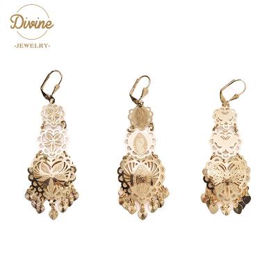 China FASHIONABLE Divine American Popular Jewelry For Women's Gold Plated Virgin Mary Butterfly Earrings for sale