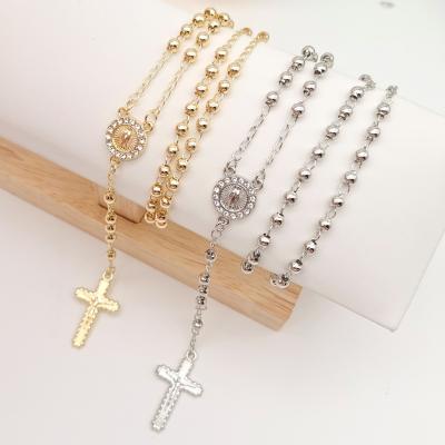 China Catholic Jesus Cross Pendant Rosary Necklace Manufacturer Christian Rosary 4mm Pearl Y Chain Religious Necklace Jewelry for sale