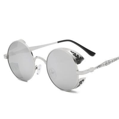 China Fashion Sun Glasses Vintage Spring Metal Steampunk Round Mirror Sun Glasses For Men Women Personality Eyewear Retro for sale