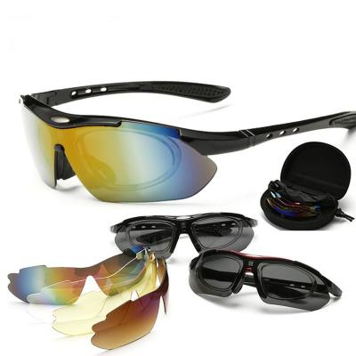 China 2022 luxury custom logo sports mtb cycling unisex cycling 100% glass sunglasses with interchangeable 5 glass for sale