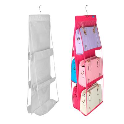 China Viable Home Use Save Space Women Tote Hand Bags Storage Holder Foldable Hanging Handbag Storage Organizer with 6 Pockets for sale