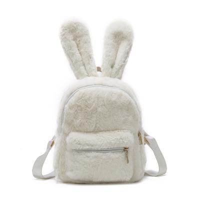 China 2021 Wholesale Anti-theft Bunny Fur Schoolbag Kids Rabbit Ear Satchel Mochilas Shoulder Bagpack Cute Plush Backpacks For Girls for sale