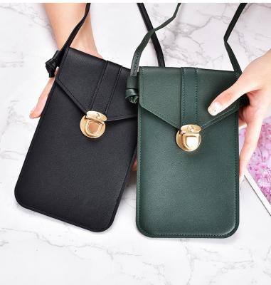 China Anti-drop women cross body waterproof PVC color shoulder touch screen touch screen purse phone bag PU leather frames mobile phone filter for sale